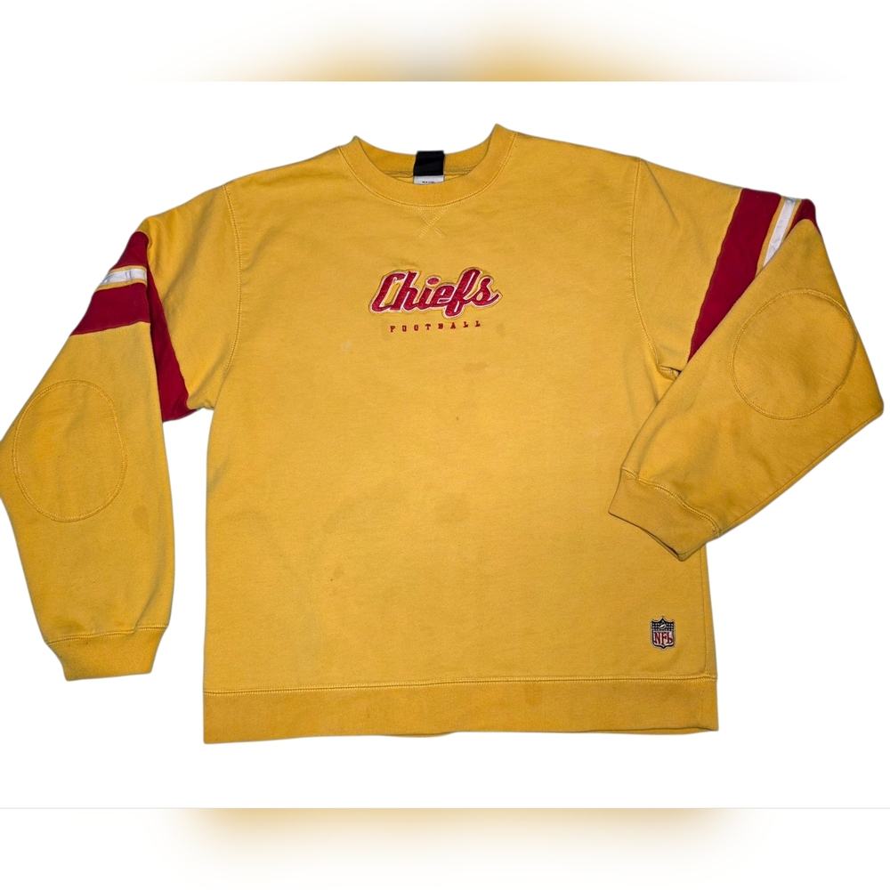 Vintage Kansas City Chiefs NFL Yellow Sweatshirt Crewneck Reebok Youth XL